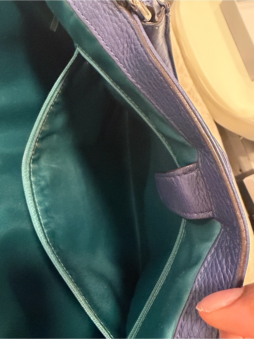 Coach Park Carryall Blue Leather and Emerald lining. - Picture 9 of 13
